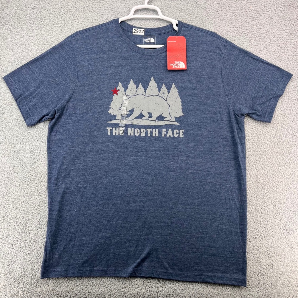 The North Face Mens Cali Bear Tri-Blend T-Shirt XXL Shady Blue Heather Slim Fit